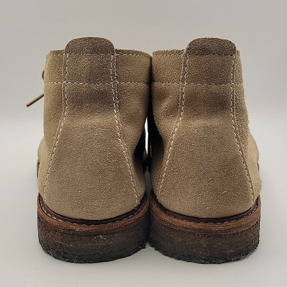 Frye Suede Chukka Boots Mens 8.5D Beige Tan Leather Sole Lace-Up Made Mexico